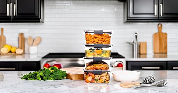 Food Storage Containers with Lids, Airtight BPA Free Freezer Storage Containers for Food Storage - Perfect for Lunch, Meal Prep, and Storing Leftovers - 820ML – Set of 4