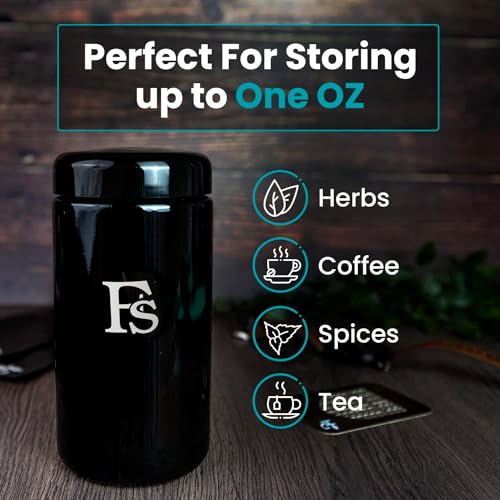 Airtight Storage Container Black Glass Jar 500ml - UV Protection For Herbs, Spices, Coffee, Teas - Pack of 1
