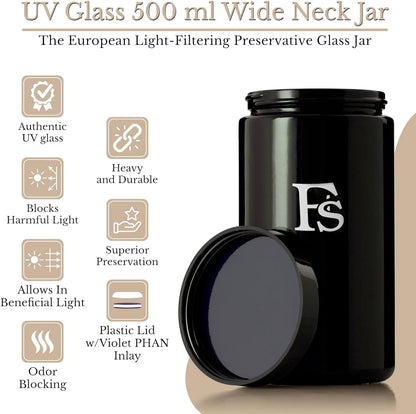 Airtight Storage Container Black Glass Jar 500ml - UV Protection For Herbs, Spices, Coffee, Teas - Pack of 1